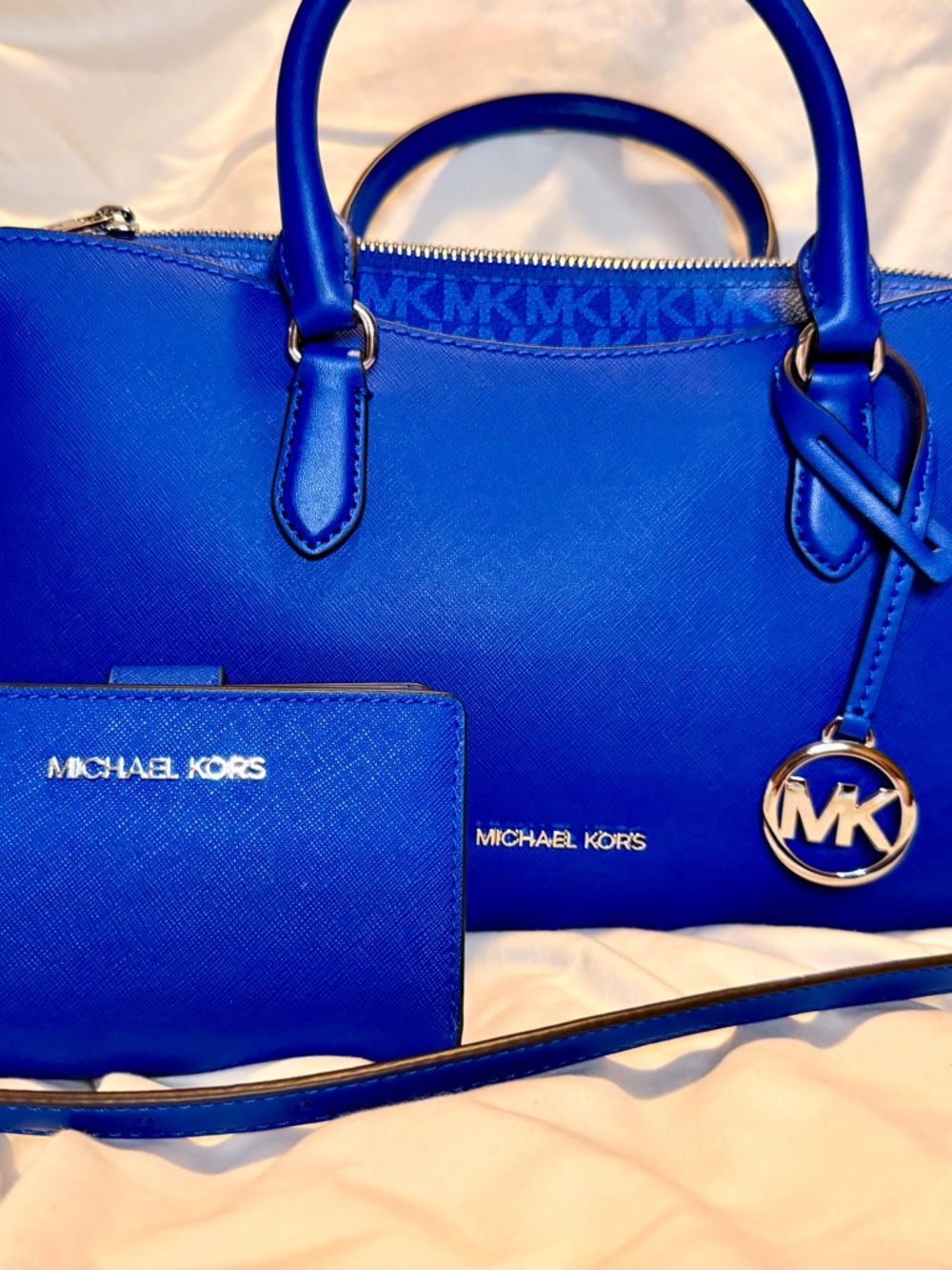 Michael Kors Cobalt Blue Saffiano Leather Satchel with Wallet